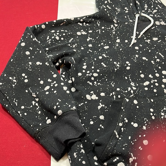 Hollywood BLACK gray splatter Hoodie street art punk edgy rock sweatshirt men M - Picture 3 of 15